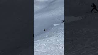 Snow Skier Wipes Out Sending a Triple Backy