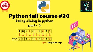 Python Full course #20|String slicing in python part 3|#python #programming #coding #code #computer