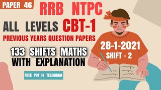 RRB NTPC Previous year question paper in English || 28-1-2021 SHIFT-2 ||