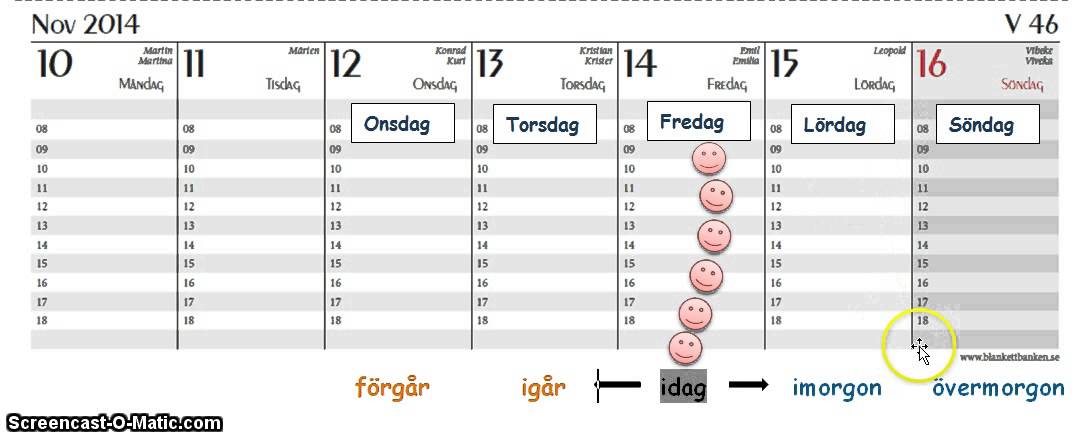 Sfi A/B: : Kalender - Idag, Igår, Förgår, Imorgon, övermorgon - YouTube