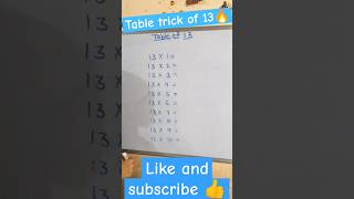 Table trick of 13 ✍️ multiplication trick of table 13 📚  #multiplication #tabletrick #maths #shorts