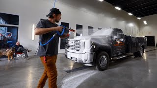 Old Glory Touch Free Wash White Glove Test on Black Pickup Truck