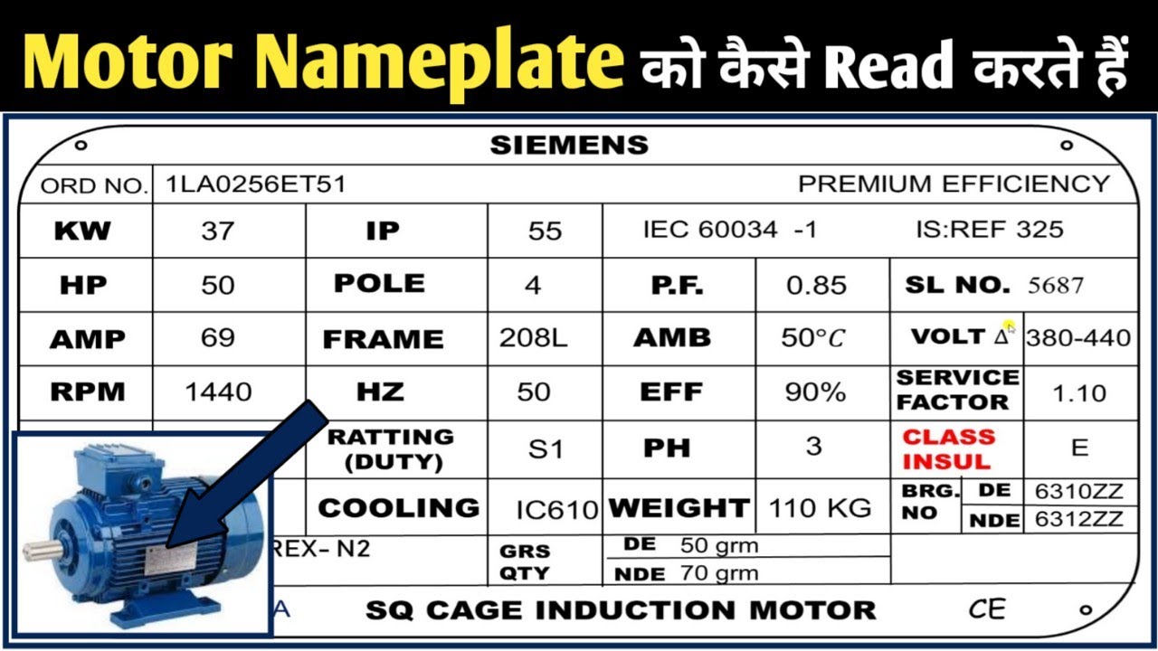 Motor Nameplate Details In Hindi! How To Read Motor Nameplate! 3 Phase ...