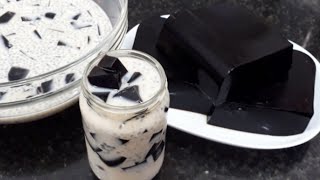 How to make Grass Jelly and Recipe .របៀបធ្វើឆៅគួយឫតៅកឺ