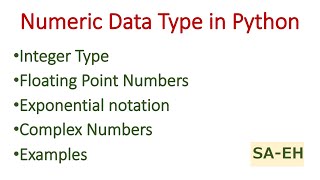 Numeric data type in Python | Data Types in Python | Python Tutorial | CBSE | integer |float|complex