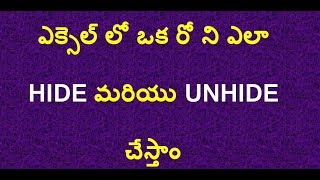 ఎక్సెల్ లో ఒక రో ని ఎలా  కనబడకుండా మరియు కనబడేలా చేస్తాం  | how to hide and unhide a row in MS Excel