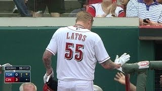 TOR@CIN: Latos plates Schumaker on a groundout