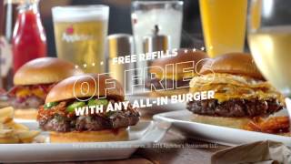 Applebee's Original All In Burgers with FREE REFILLS of Fries tv commercial ad HD • adve