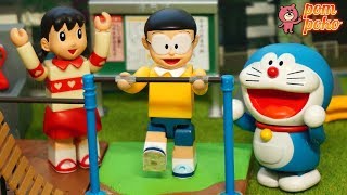 のび太くんの２連続逆上がり成功なるか!?筋トレやって準備は万全だ / 【Doraemon】Nobita's 2 consecutive kickovers succeed?
