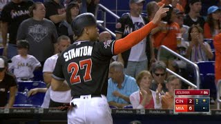 CIN@MIA: Ozuna plates Stanton with a double to center