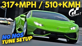 317+ MPH (510+ KMH) Lamborghini Huracan Tune Setup | GT7 Speed Builds | Gran Turismo 7 Route X