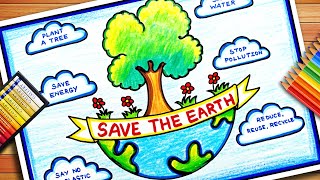 Earth Day Drawing | Earth Day Poster | Save Earth Save Environment Poster | Save Earth Drawing