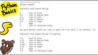 Python coding examples - Variables and Math - Simple recipe batch calculator