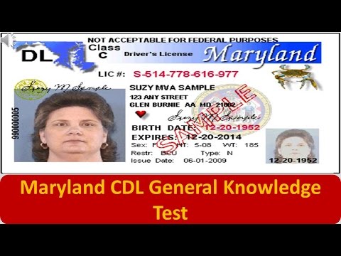 Maryland CDL General Knowledge Test Maryland CDL General Knowledge Test