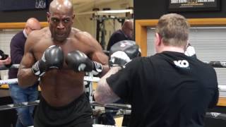 Ricky Hatton pad work with Frank Bruno