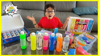 Ryan mixing all my store bought slime challenge!!