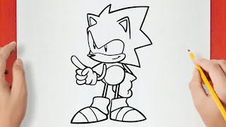 Como desenhar o SONIC the Hedgehog | Como dibujar a SONIC FnF Mod
