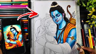 Lord Ram and Hanuman Drawing With Colour Pencil, Hanuman ji Drawing, Shree Ram Ji Drawing,Ram Navami