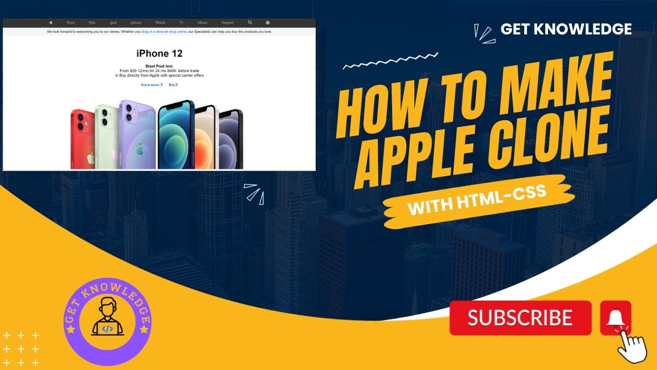 How To Make Apple Website Clone With Html Css Get Knowledge Youtube