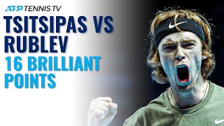 16 BRILLIANT Tsitsipas vs Rublev Tennis Points 🔥