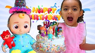 Happy Birthday Kids Song | Leah and Cocomelon JJ Doll Pretend Play Sing Along