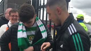 Juranovic ARRIVES at Celtic park v hearts