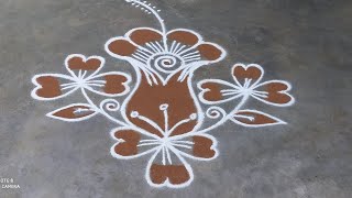 Aadi madham special / Easy muggulu / Simple Flowers kolam / 7*1 dots