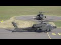 😮impressive reverse maneuver 5 us army boeing ah64 apache at nancy airport start up and taking off