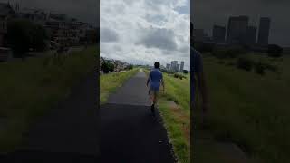 Would you like to take a walk on Tama river bank? Running 🏃‍♂️ on Tama river bank, Tokyo.