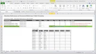 Excel Absolute References in Structured Reference Table Formulas