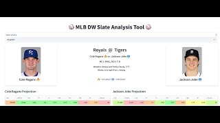 MLB DW Slate Analysis App Tutorial