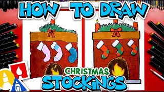 How To Draw Stockings Hung By The Fireplace