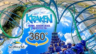 VR 360 5K Kraken Roller Coaster On Ride Back Row POV SeaWorld Orlando 2023 01 30
