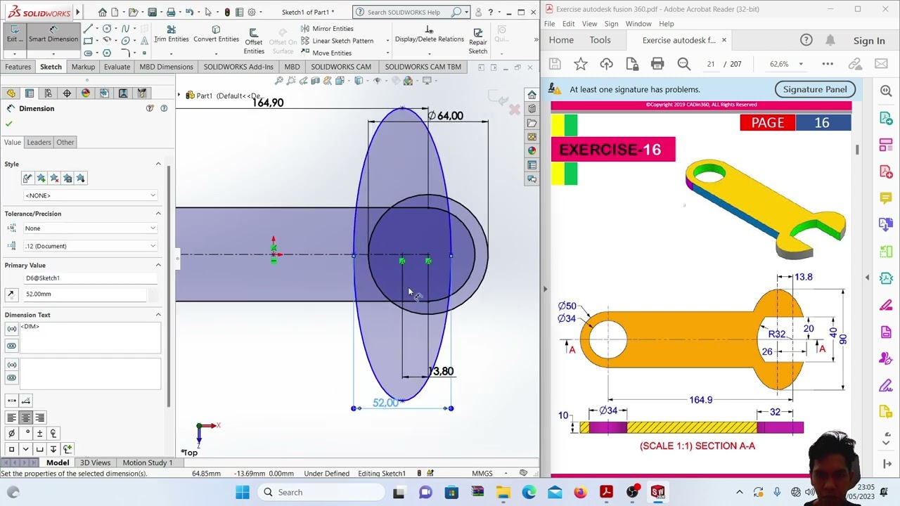 Exercise Solidwork 16 Youtube Exercise Solidwork 16 Youtube