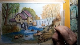 Water mill (Watercolor)