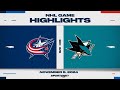 NHL Highlights | Blue Jackets vs. Sharks - November 5, 2024