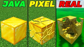 gold java vs pixel vs realistic minecraft