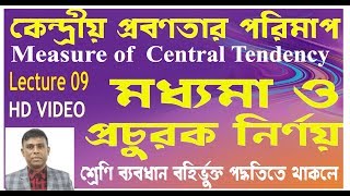 মধ্যমা ও প্রচুরক নির্ণয় বহির্ভুক্ত শ্রেণি I calculation of median and mode for exclusive class