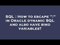 SQL : How to escape 