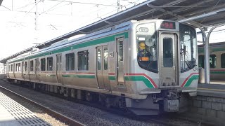 東北本線福島～白石間のワンマン列車到着・発車　当駅止まり1183M・1185M～福島行1184M・1186Ⅿ　E721系0番台P-15　白石駅にて