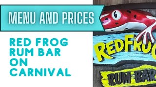 Red Frog Rum Bar on Carnival | Menu and Prices | Cruise Research | Carnival Pride