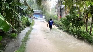 Heavy Rain Accompanied By Lightning in My Village in indonesia, Rain Walk ASMR