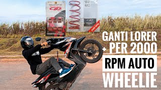 BEAT 110 CC (standar) Ganti roller CLD + per 2000 RPM AUTO WHEELIE