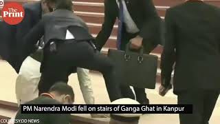 PM Modi accidentally slips falls during his visit