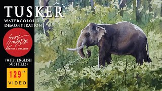 Simple Water color painting demonstration-Elephant - By artist Sunil Linus De