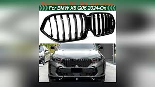 For BMW X6 G06 LCI 2024-UP Front Bumper Racing Grill Single Line Glossy Black Kidney Grilles Car