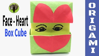Heart Face  - Cube Box - DIY Origami Tutorial by Paper Folds - 697
