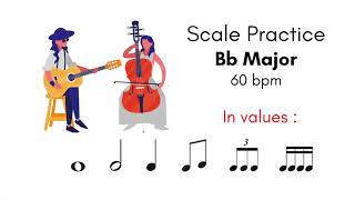 B FLAT Major Scale - BACKING TRACK - Complete Scale Training - 6 rhythms with Sheet Music