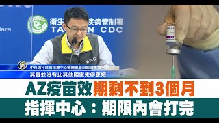 AZ疫苗效期剩不到3個月 指揮中心：期限內會打完