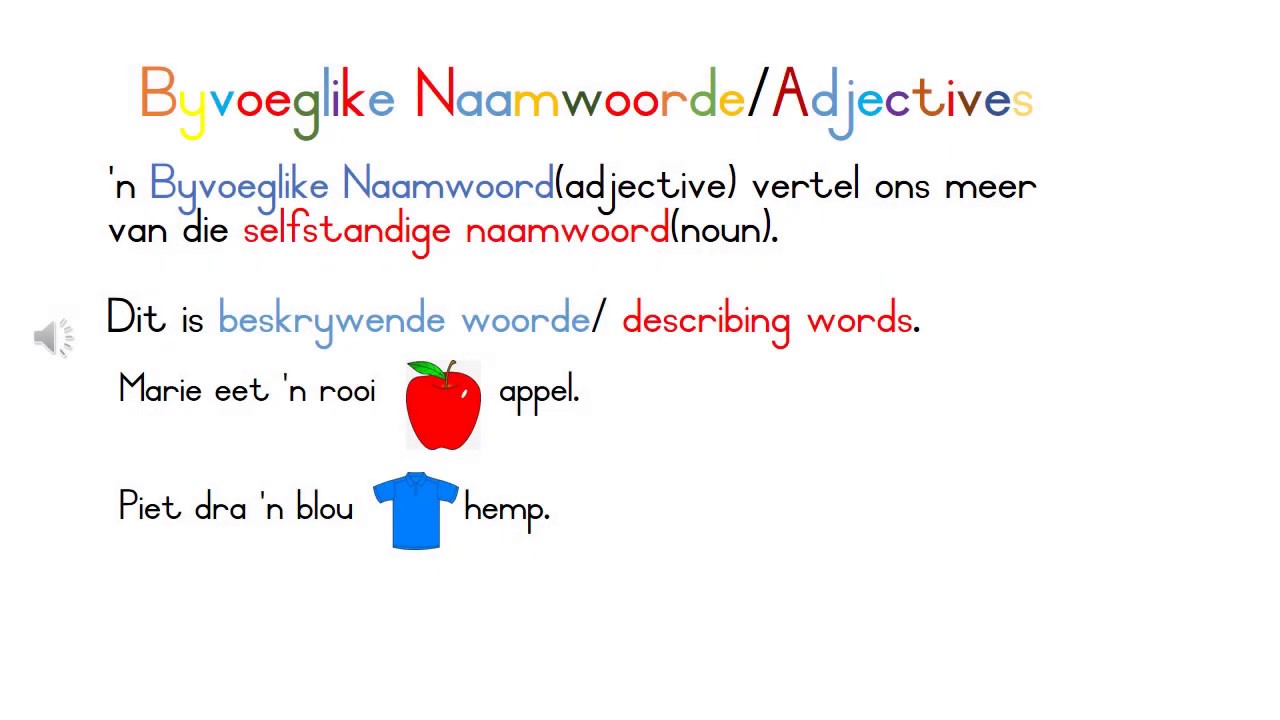 Byvoeglike Naamwoorde (Adjectives) - YouTube